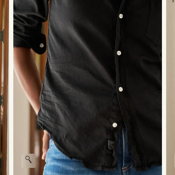 Frank & Eileen BARRY Tailored Button-Up Shirt Slim Tailored Fit Black Small